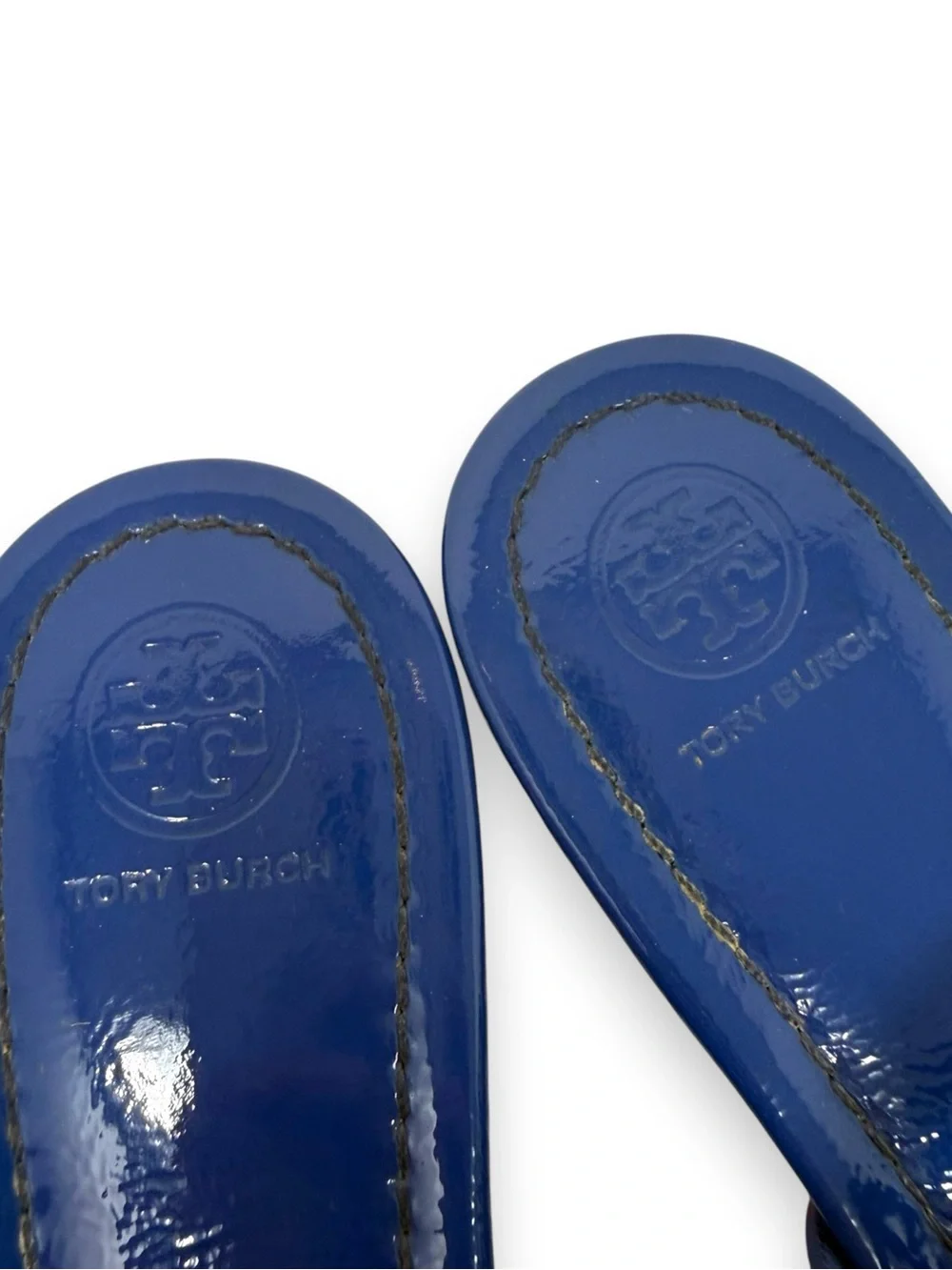 Tory Burch Nautical Blue Patent Leather Miller Thong Sandals 9 Women’s
